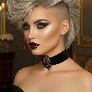 Black Velvet Dome Rose Cameo Choker – Metal Filigree, NWOT